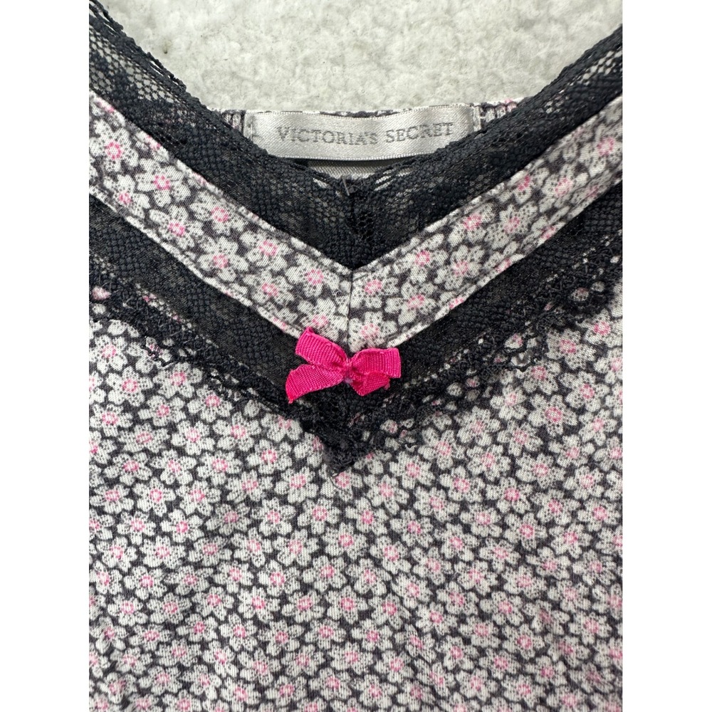 Victoria's Secret Floral Lace Trim Camisole Tank Top M/M Pink Black White - Picture 9 of 10